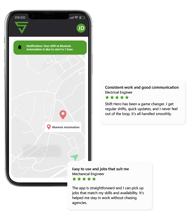Comments from electrical and maintenance engineers who use the shift hero app to earn