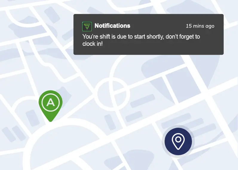 map showing shift hero heading to site